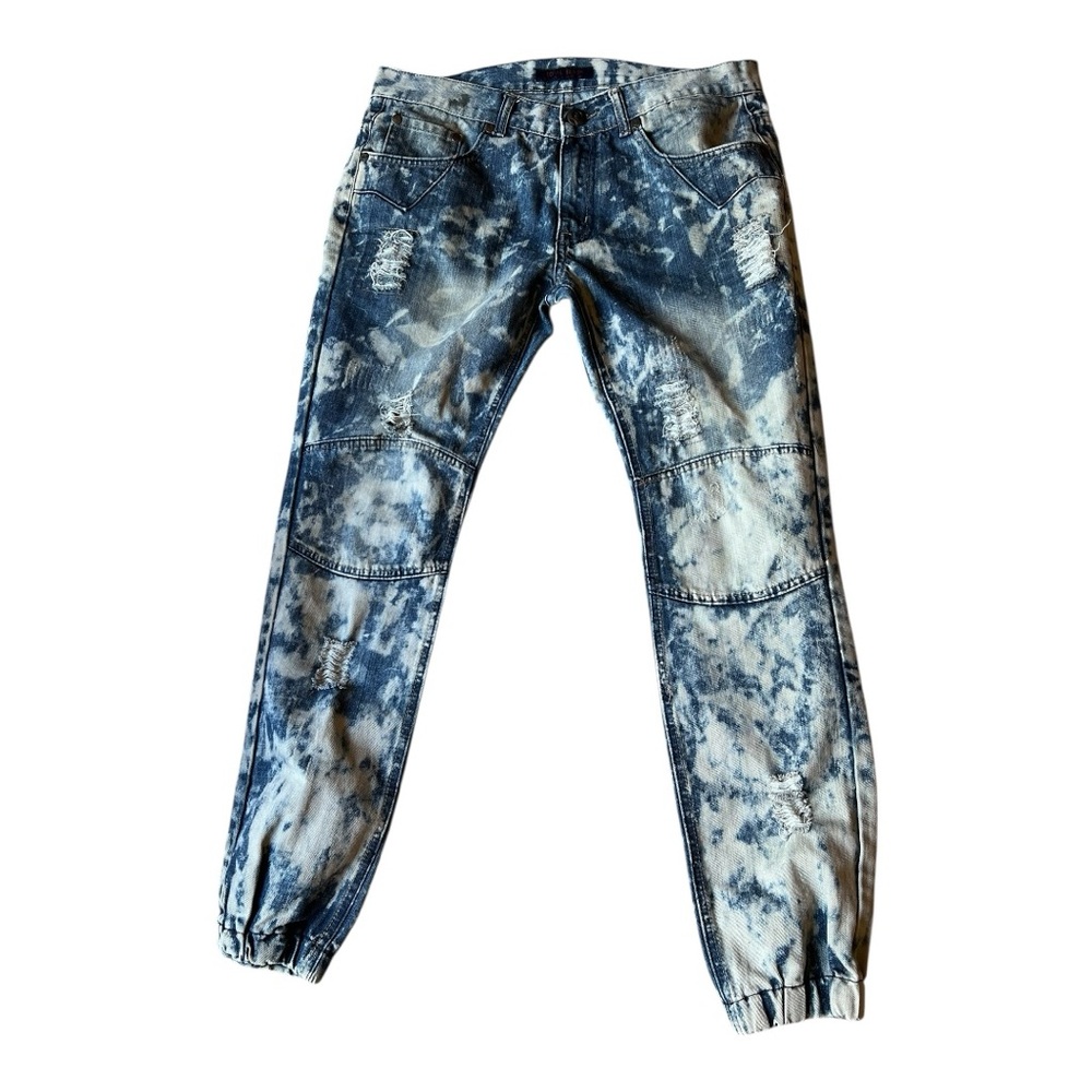 Royal Seven RS7 Slim Fit Jogger Stylish Blue Distressed Men’s Jeans Size 36